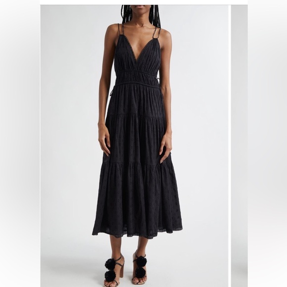 Ulla Johnson Freya Circle Jacquard Tiered Cotton Dress - Picture 1 of 8